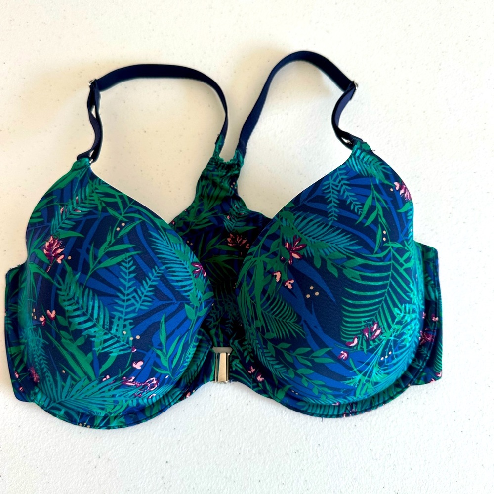 Soma 34D Memorable Racerback Front Clasp Full‎ Coverage Floral Bra